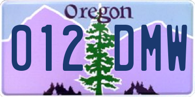 OR license plate 012DMW