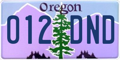OR license plate 012DND