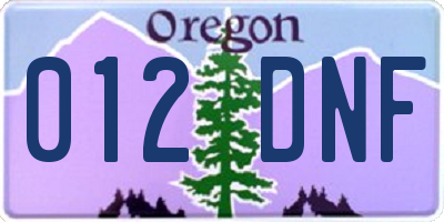 OR license plate 012DNF