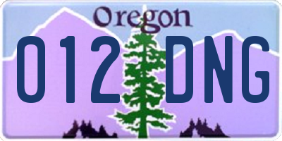 OR license plate 012DNG