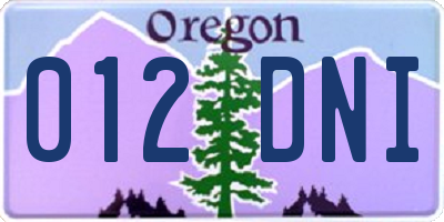 OR license plate 012DNI