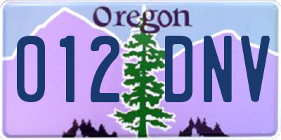 OR license plate 012DNV