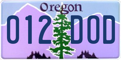 OR license plate 012DOD