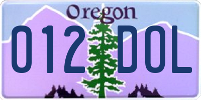 OR license plate 012DOL