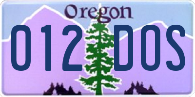 OR license plate 012DOS