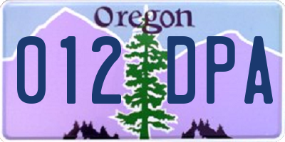 OR license plate 012DPA