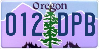 OR license plate 012DPB
