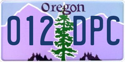 OR license plate 012DPC