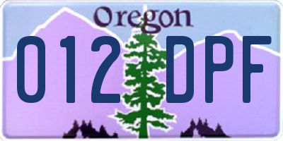 OR license plate 012DPF