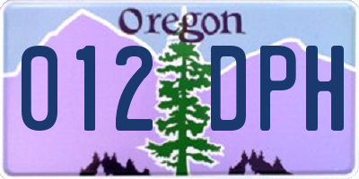 OR license plate 012DPH