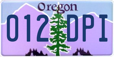 OR license plate 012DPI