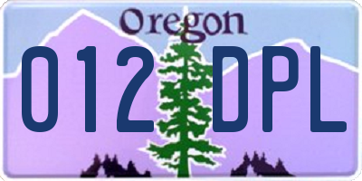 OR license plate 012DPL