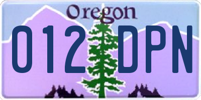 OR license plate 012DPN