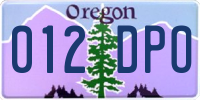 OR license plate 012DPO