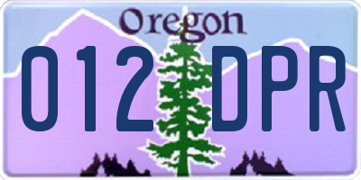 OR license plate 012DPR