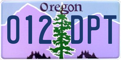 OR license plate 012DPT