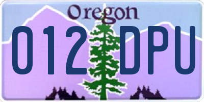 OR license plate 012DPU