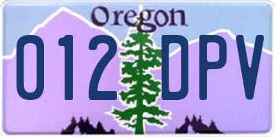 OR license plate 012DPV