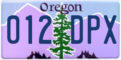 OR license plate 012DPX