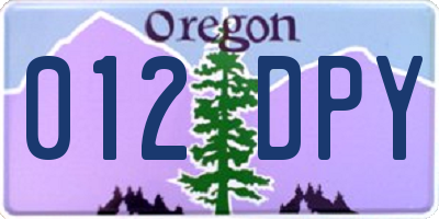 OR license plate 012DPY