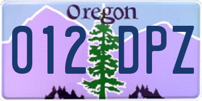 OR license plate 012DPZ