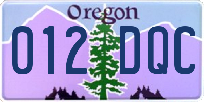 OR license plate 012DQC