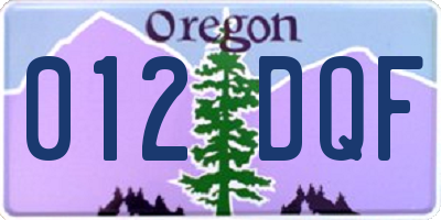 OR license plate 012DQF