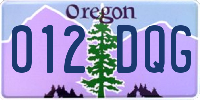 OR license plate 012DQG