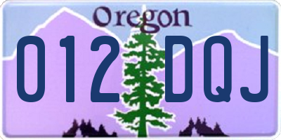 OR license plate 012DQJ
