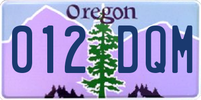 OR license plate 012DQM