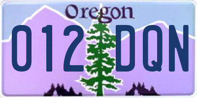 OR license plate 012DQN