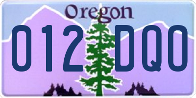 OR license plate 012DQO