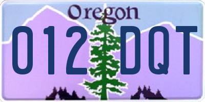 OR license plate 012DQT