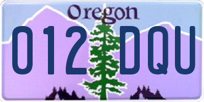 OR license plate 012DQU