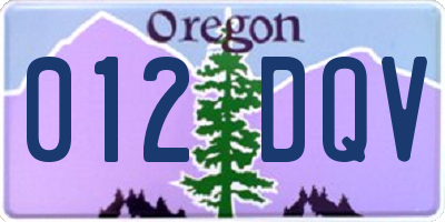 OR license plate 012DQV