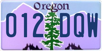 OR license plate 012DQW