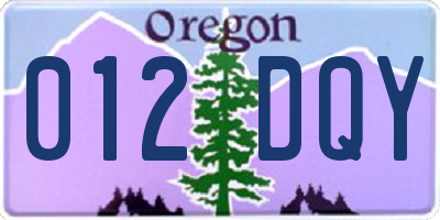OR license plate 012DQY
