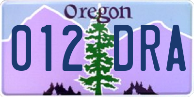 OR license plate 012DRA