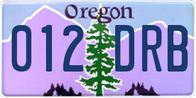 OR license plate 012DRB