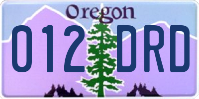 OR license plate 012DRD