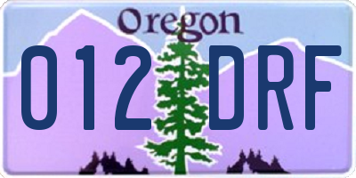 OR license plate 012DRF