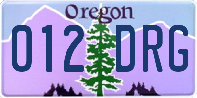 OR license plate 012DRG