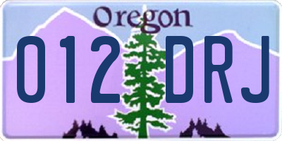 OR license plate 012DRJ