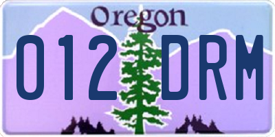 OR license plate 012DRM