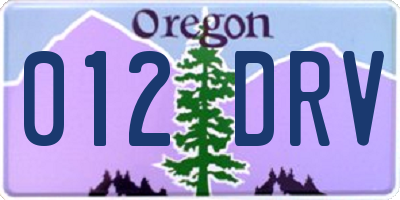 OR license plate 012DRV