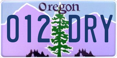 OR license plate 012DRY