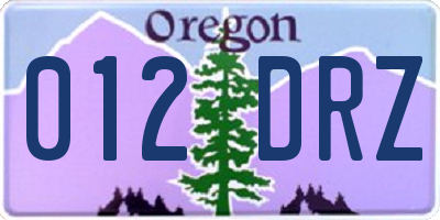 OR license plate 012DRZ