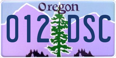 OR license plate 012DSC