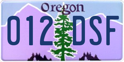 OR license plate 012DSF