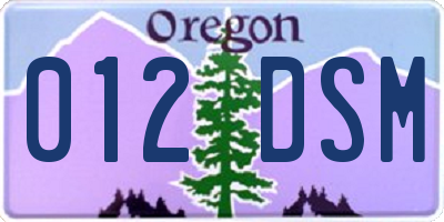 OR license plate 012DSM